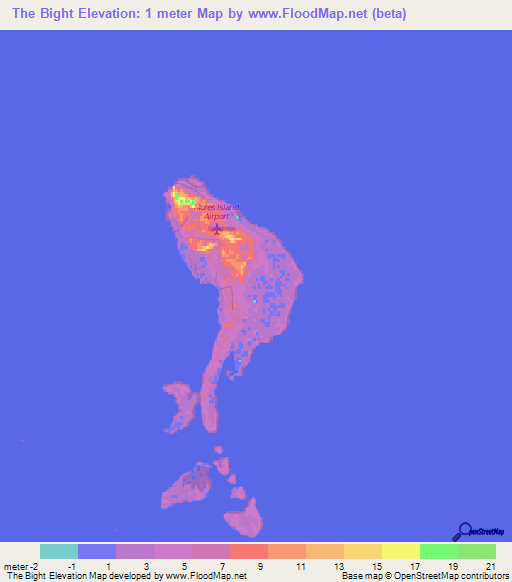 The Bight,Bahamas Elevation Map