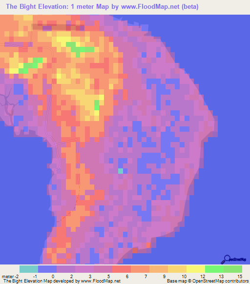The Bight,Bahamas Elevation Map
