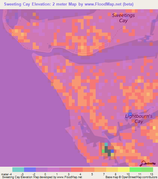 Sweeting Cay,Bahamas Elevation Map