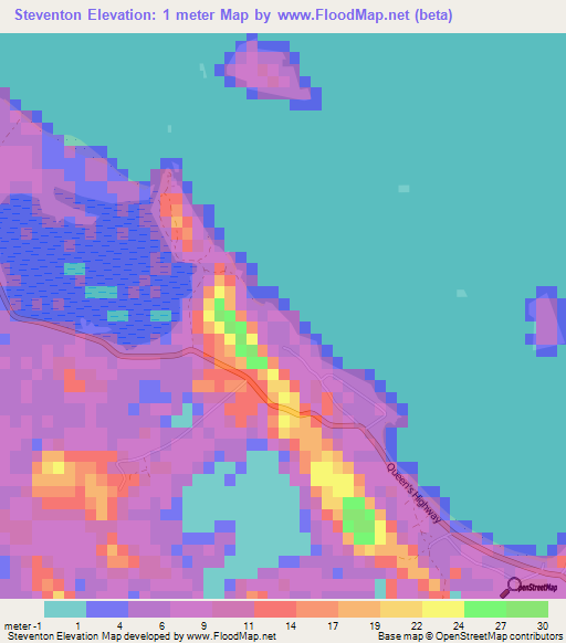 Steventon,Bahamas Elevation Map