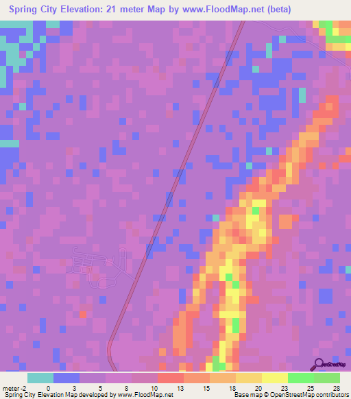 Spring City,Bahamas Elevation Map