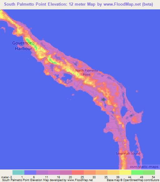 South Palmetto Point,Bahamas Elevation Map