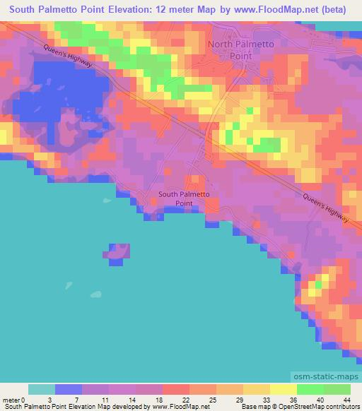 South Palmetto Point,Bahamas Elevation Map