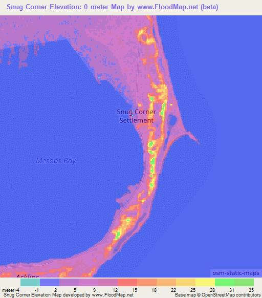 Snug Corner,Bahamas Elevation Map