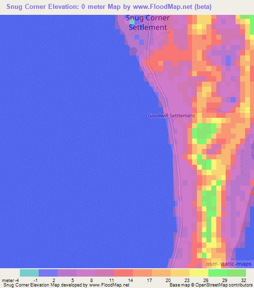 Snug Corner,Bahamas Elevation Map