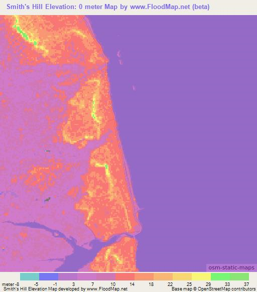 Smith's Hill,Bahamas Elevation Map