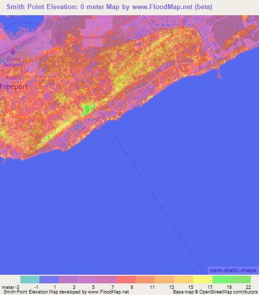 Smith Point,Bahamas Elevation Map