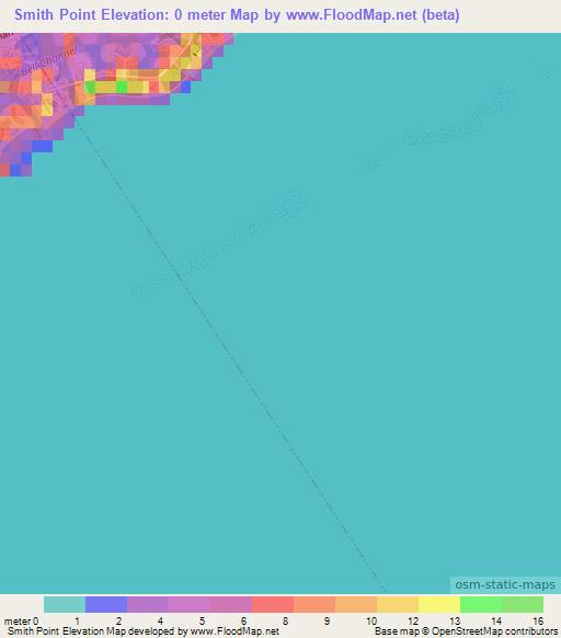 Smith Point,Bahamas Elevation Map