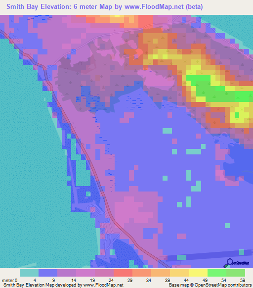 Smith Bay,Bahamas Elevation Map