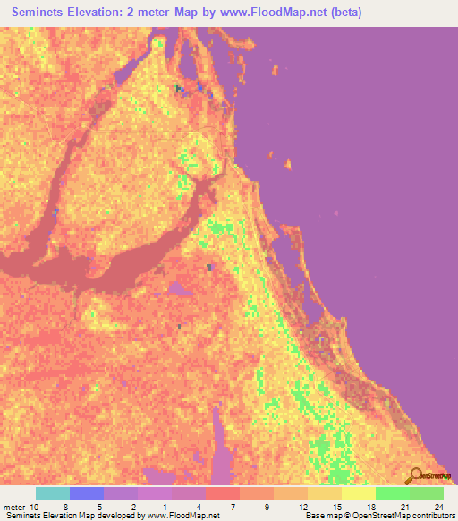 Seminets,Bahamas Elevation Map