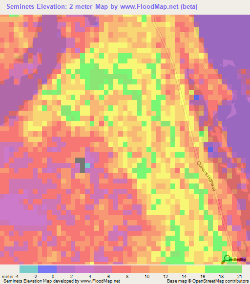 Seminets,Bahamas Elevation Map