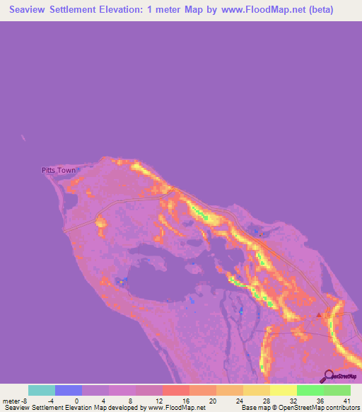 Seaview Settlement,Bahamas Elevation Map