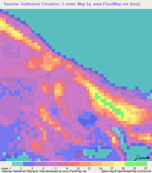 Seaview Settlement,Bahamas Elevation Map