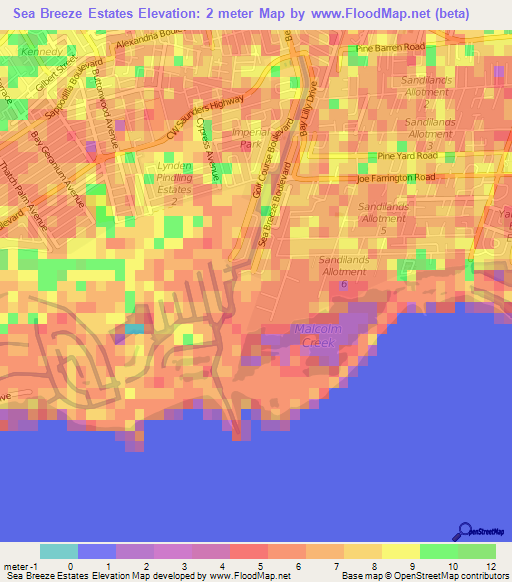 Sea Breeze Estates,Bahamas Elevation Map