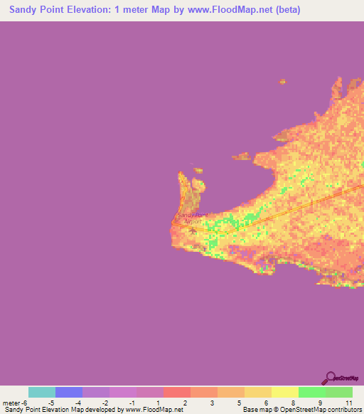 Sandy Point,Bahamas Elevation Map