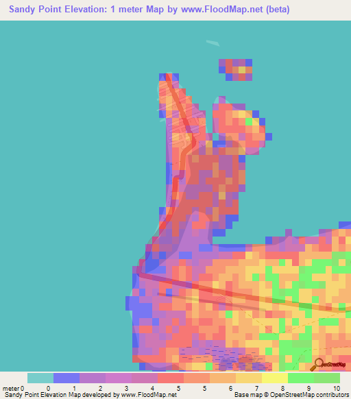Sandy Point,Bahamas Elevation Map