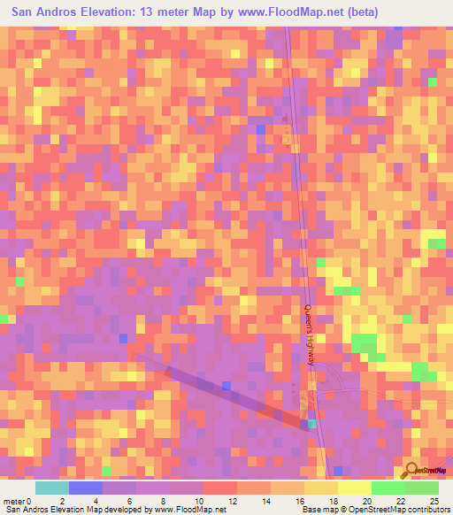 San Andros,Bahamas Elevation Map
