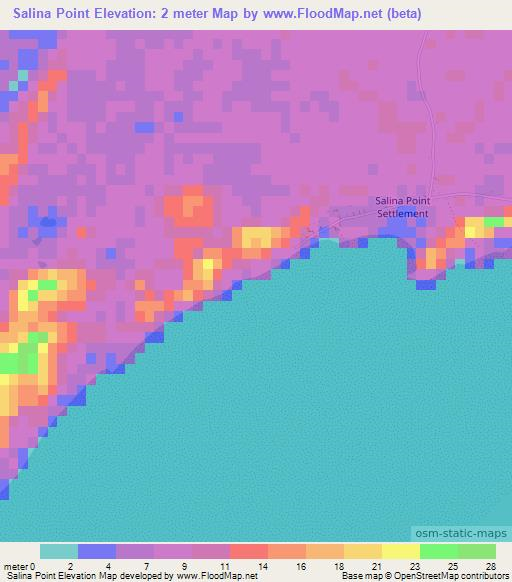 Salina Point,Bahamas Elevation Map