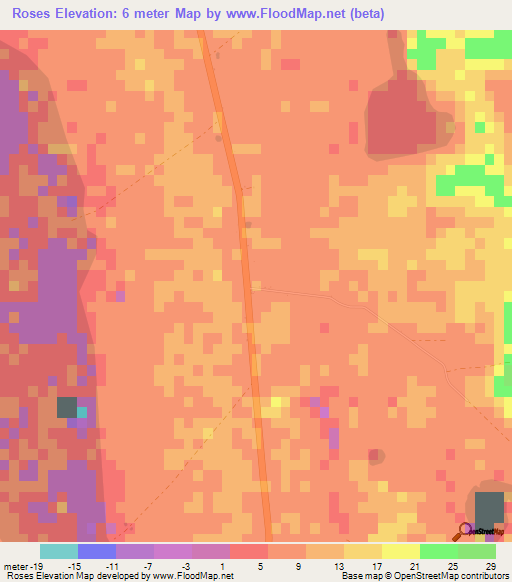 Roses,Bahamas Elevation Map