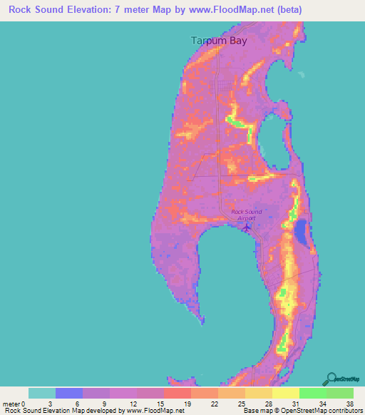 Rock Sound,Bahamas Elevation Map