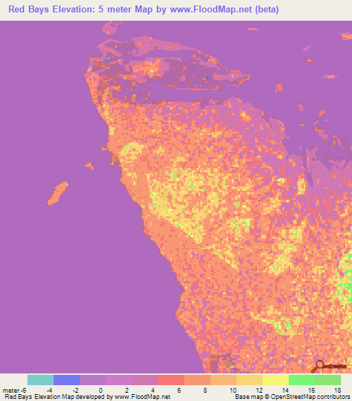 Red Bays,Bahamas Elevation Map