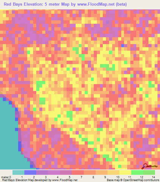 Red Bays,Bahamas Elevation Map
