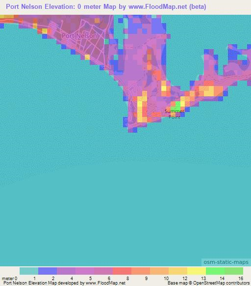 Port Nelson,Bahamas Elevation Map