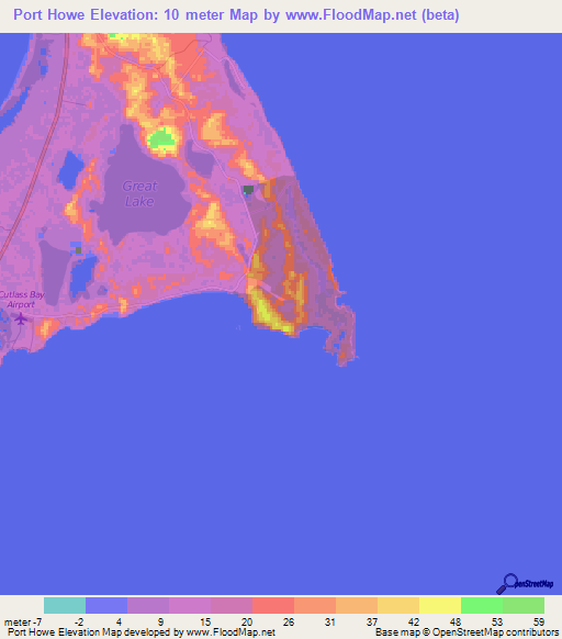 Port Howe,Bahamas Elevation Map