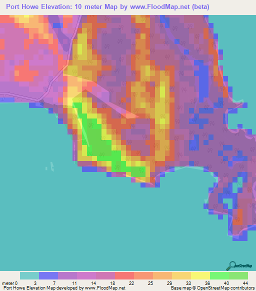 Port Howe,Bahamas Elevation Map
