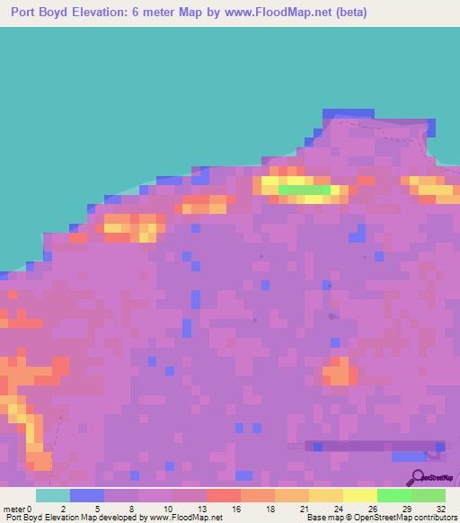 Port Boyd,Bahamas Elevation Map