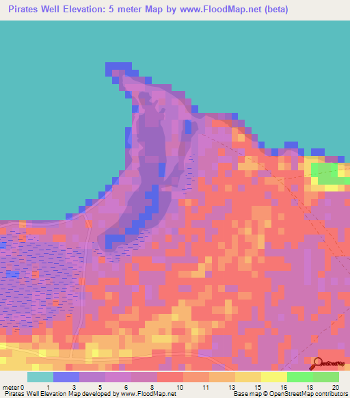 Pirates Well,Bahamas Elevation Map