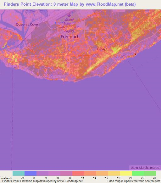 Pinders Point,Bahamas Elevation Map