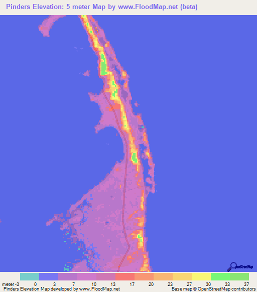 Pinders,Bahamas Elevation Map