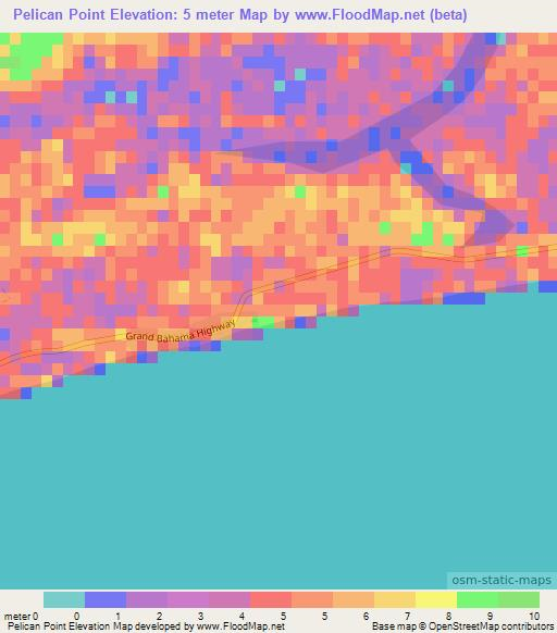 Pelican Point,Bahamas Elevation Map