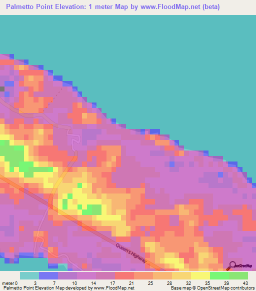 Palmetto Point,Bahamas Elevation Map