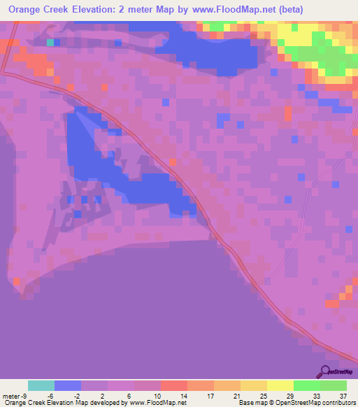 Orange Creek,Bahamas Elevation Map
