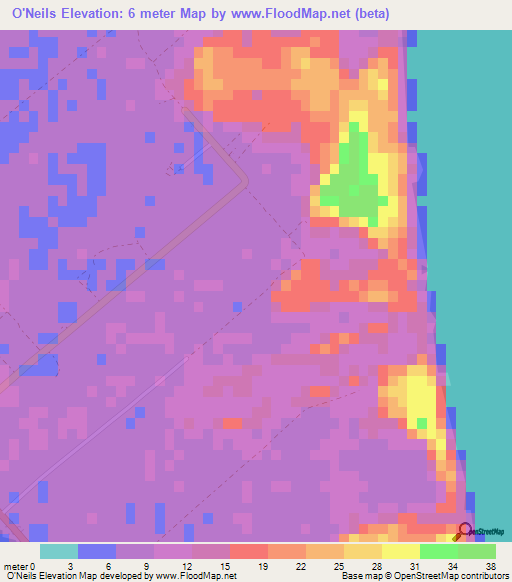 O'Neils,Bahamas Elevation Map