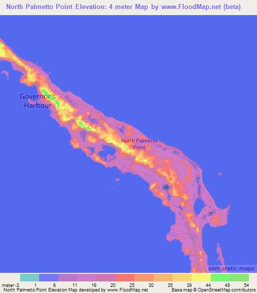 North Palmetto Point,Bahamas Elevation Map