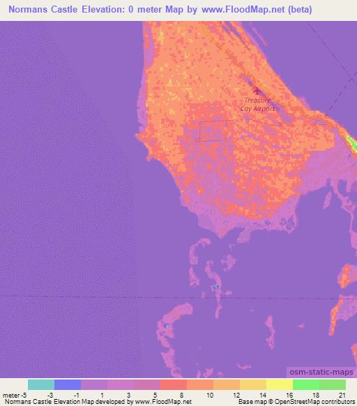 Normans Castle,Bahamas Elevation Map
