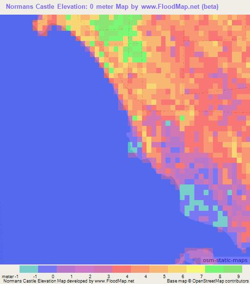 Normans Castle,Bahamas Elevation Map