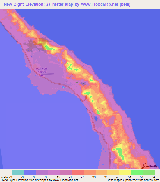 New Bight,Bahamas Elevation Map