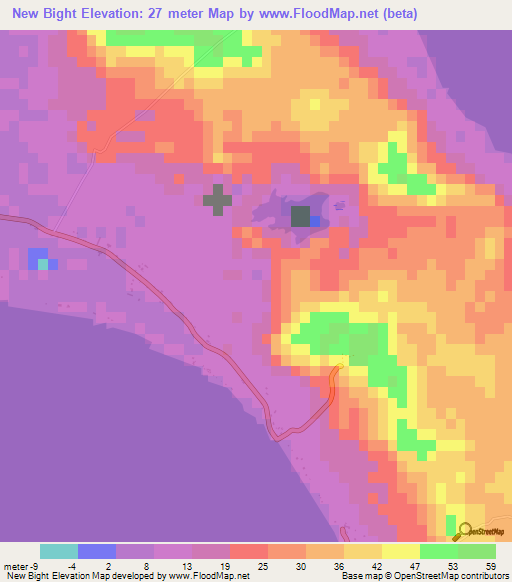 New Bight,Bahamas Elevation Map