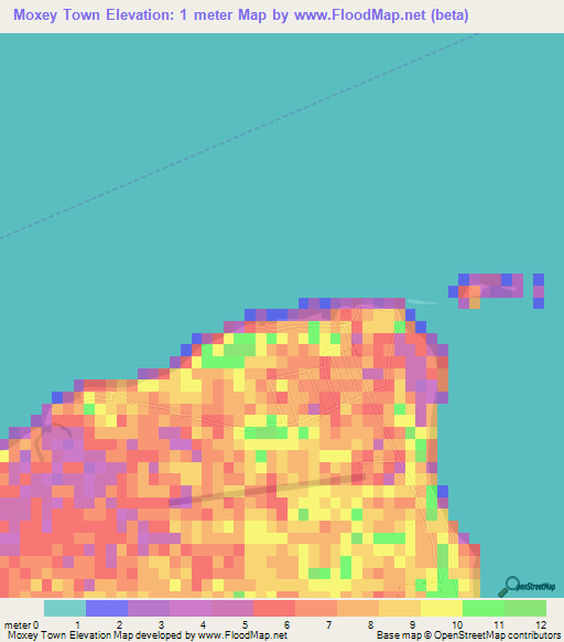 Moxey Town,Bahamas Elevation Map