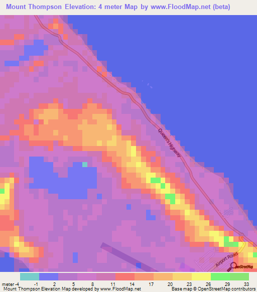 Mount Thompson,Bahamas Elevation Map