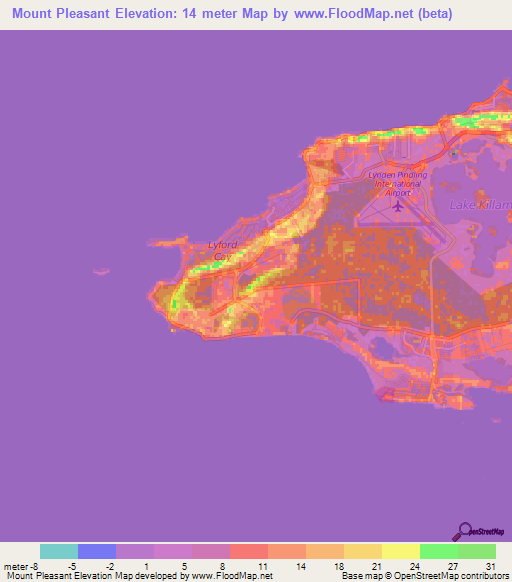 Mount Pleasant,Bahamas Elevation Map