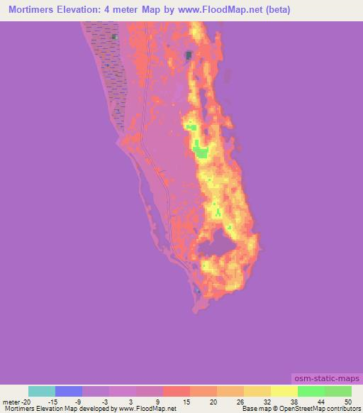 Mortimers,Bahamas Elevation Map