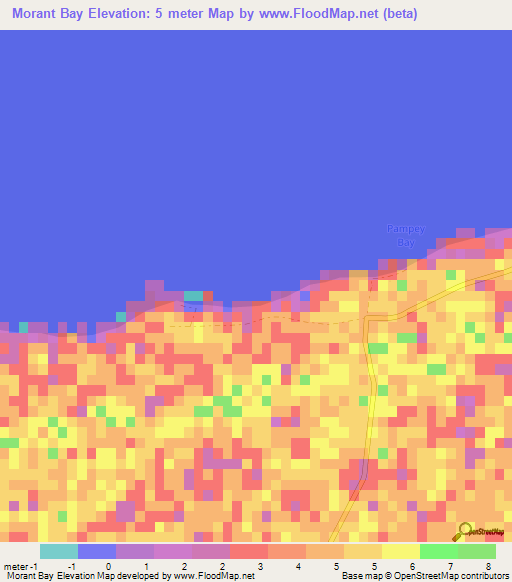 Morant Bay,Bahamas Elevation Map
