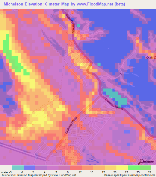Michelson,Bahamas Elevation Map