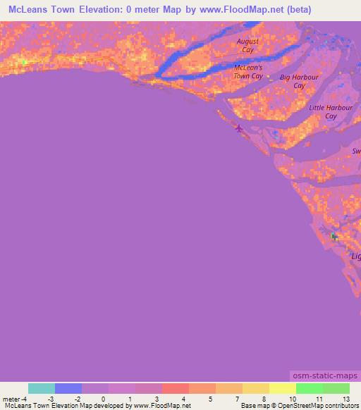 McLeans Town,Bahamas Elevation Map