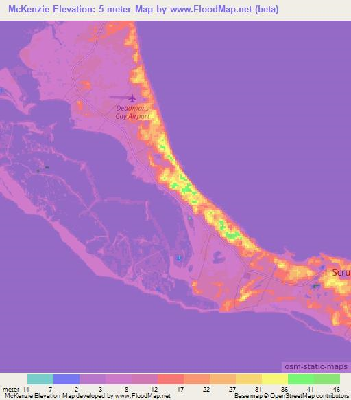 McKenzie,Bahamas Elevation Map